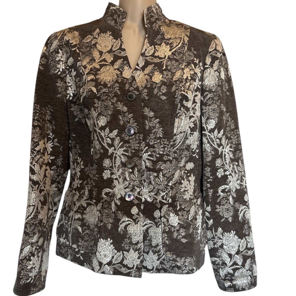 Anne Klein Metallic Floral Patterned Women's Jacket